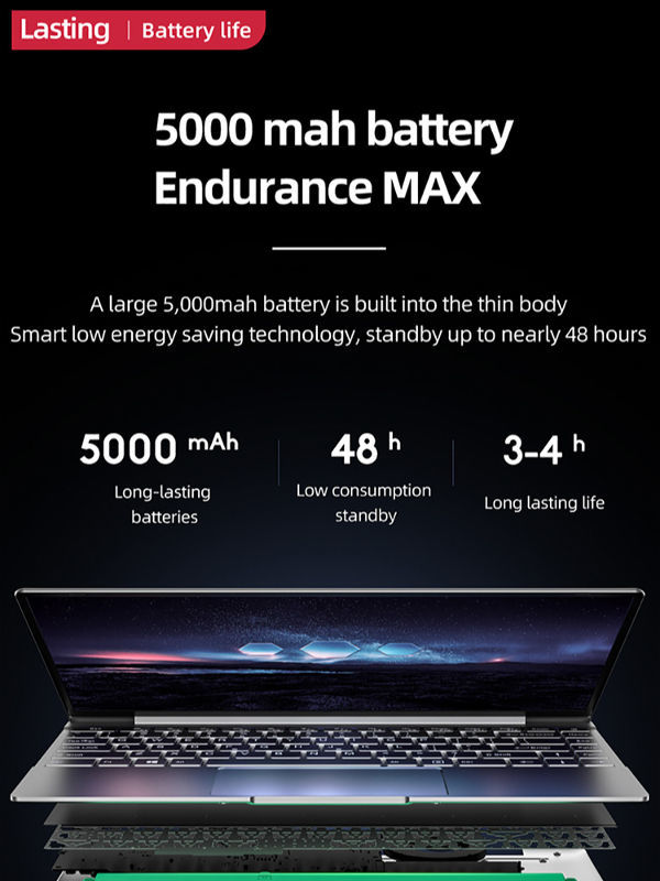 15.6 inch Intel Celeron 11th Gen N5095 4 cores 4 threads laptop DDR4 12GB SSD 512GB Notebook Laptop supplier