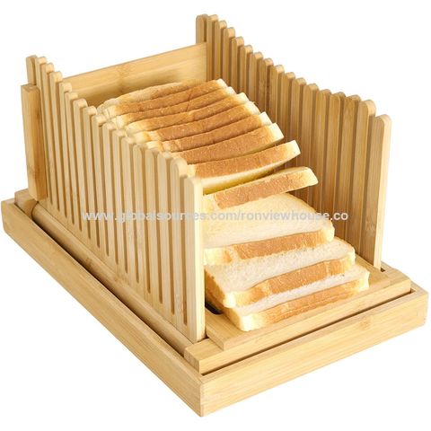 Bamboo Bread Slicer for Homemade Bread,Adjustable Width Bread