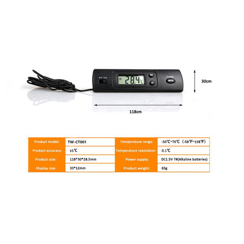 Termómetro de coche CD60 LCD Medidor de temperatura multifuncional digital  para automóvil, termómetro de automóvil, alarma de temperatura con función