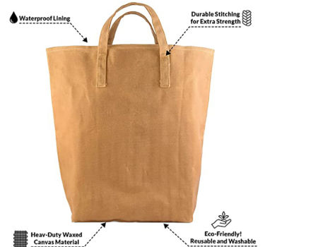 Eco Super Strong Vintage Fabric Double Handbag Trendy Reusable Shopping Bag Waxed Canvas Tote Bag supplier