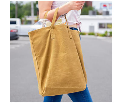 Eco Super Strong Vintage Fabric Double Handbag Trendy Reusable Shopping Bag Waxed Canvas Tote Bag supplier