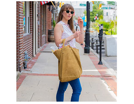 Eco Super Strong Vintage Fabric Double Handbag Trendy Reusable Shopping Bag Waxed Canvas Tote Bag supplier