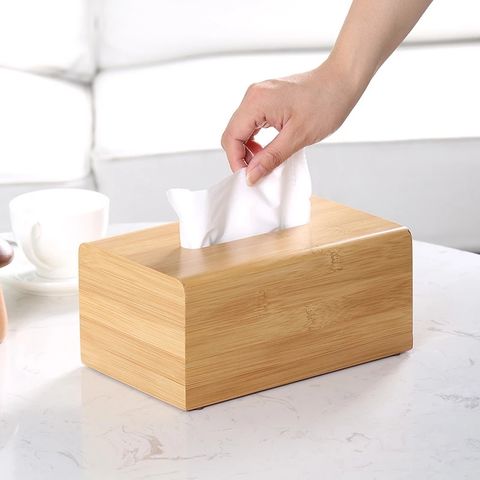  Caja de pañuelos rectangular de bambú de madera, caja de papel,  caja de papel para el hogar, sala de estar, caja de pañuelos nórdicos  creativos, bandeja de servilletas para el hogar