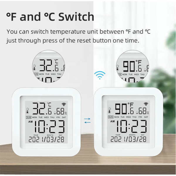 China Tuya Digital Thermometer Hygrometer LCD Display Wifi Temperature