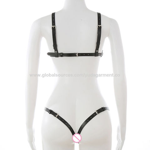 Women Body Harness Sexy Deep V Cupless Cage Strappy Garter Belt