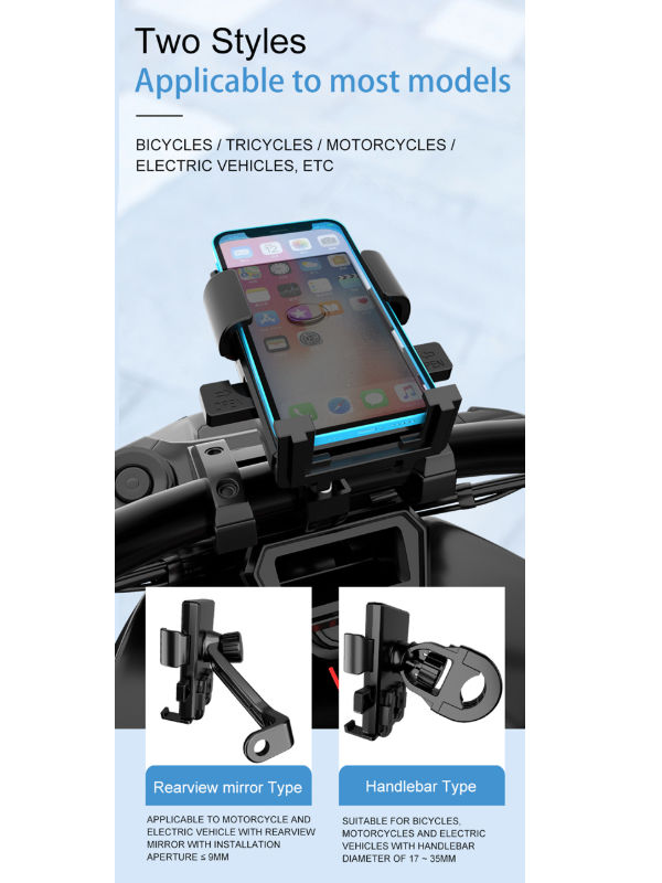 2021 Motorcycle rearview mirror Phone Mount 360 degrees Bike Phone