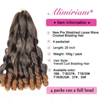 Buy Wholesale China New Loose Wavy Braiding Hair Pre Stretched French Curl  Braiding Hair 4packs 150g/pack Crochet Braid & Crochet Braid at USD 3 |  Global Sources