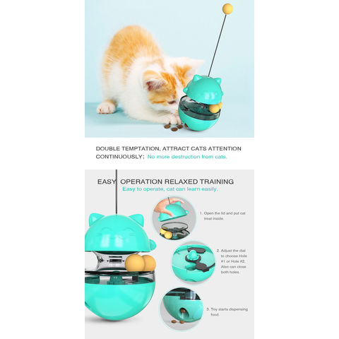 Cat Treat Dispenser Toy Tumbler Interactive Ball For Cats Food Puzzle Toys  Cat Snacks Temptations Slow Feeder Ball