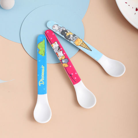 Silicone Baby Feeding Spoons Utensils Set Children Food Baby Feeding Tools  Candy Color Baby Spoon Adorable Toddler Tableware