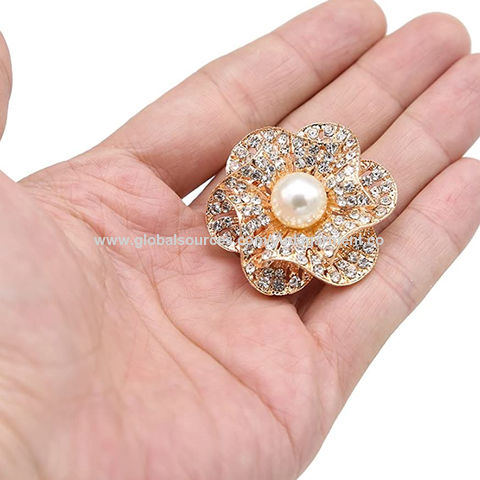 Buy Wholesale China Custom Rose Gold-tone Rhinestone Brooches Big Pearl  Crystal Wedding Bouquet Kit Set For Women & Rhinestone Brooches at USD 6.2