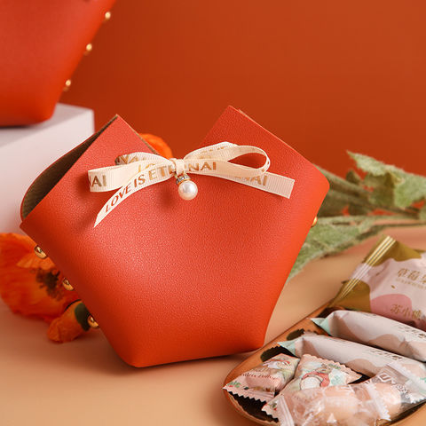 Red + Ribbon Leather Purse Gift Box