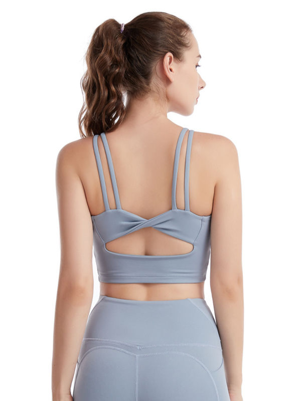 China Custom women Gym Tops Sexy Back Multi Strappy Fitness Clothing Plus  Size High Impact Sports Bra factory and suppliers