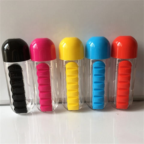 600Ml 2 in 1 travel pill case water bottle daily capsule cup