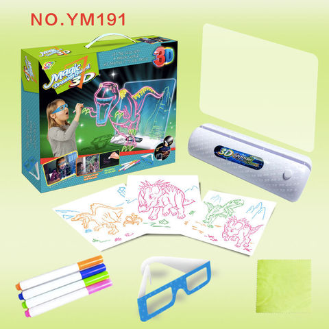 3D Drawing Board Toys Set Colorful Magic Fluorescent Drawing