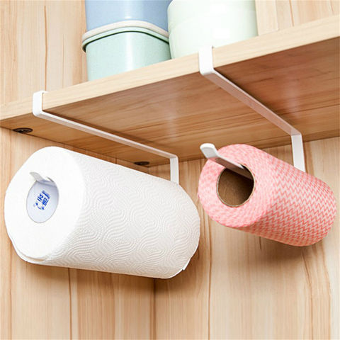 Kitchen Paper Towel Holder Punch Free Iron Under Counter Roll Paper Stand  Space Saving Cabinet Door Tissue Hanger for Bathroom - AliExpress