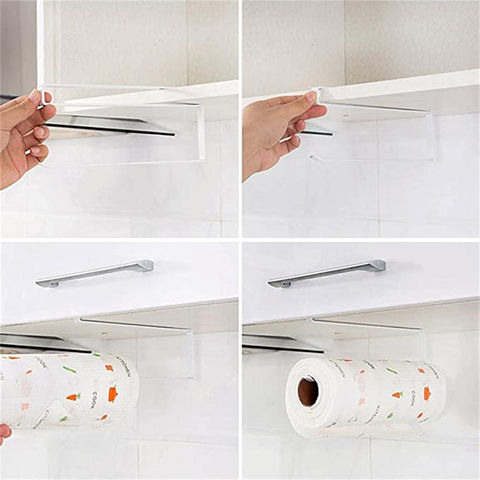 Kitchen Tools Under Cabinet Paper Towel Holder Roll Paper Towel Rack Metal  Organizer Cabinets Free Punch Roll Paper Rack