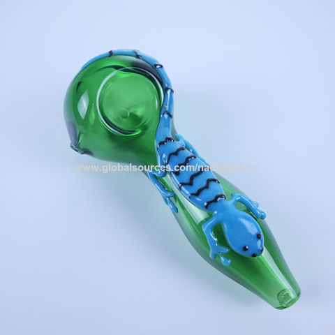 FROG TOAD BLUE Glow in Dark Pipe Bong Tobacco Smoking Small Glass