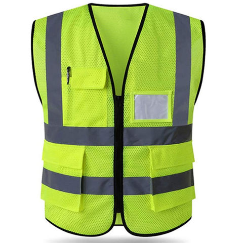 China Hi-Vis Safety Vest Pockets Mic Tab Reflective Strips & Zipper ...