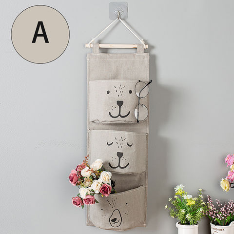 1pc Solid Color Hanging Bag Storage Bag, Minimalist Non-woven Fabric Hanging  Storage Bag For Home