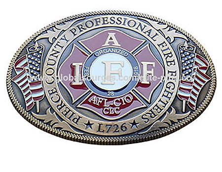 Custom Fire fighter Belt buckle with 3D Zinc Alloy die-casting 