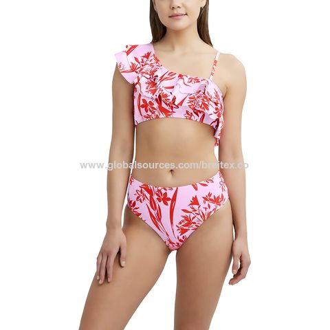 Buy Wholesale China Women Ruffle Bikinis Two Piece Swimsuit One Shoulder  Ruffled Top & Women Ruffle Bikinis at USD 5