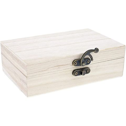 Unfinished Wooden Jewelry Box - 6-Pack Wood Boxes with Locking Clasp