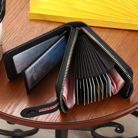 PU Leather Minimalist credit Card holder for men and women Business Card  Folding Storage Organizer Case Multi-layer 7-card wallet Travel Accessories  Coin Wallet card holder