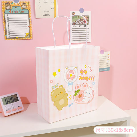 Buy Wholesale China Custom Pink Paper Bag Cartoon Girl Gift Design Small  Cute Paper Storage Bags & Paper Bag at USD 0.2