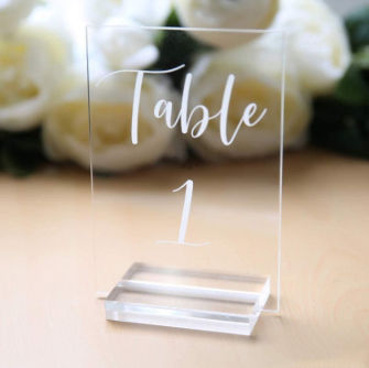 Golemas Clear Acrylic Sign Stand,Wedding Sign Holders for Display,Table Numbers Base Stand with Polished Edges,Place Card Slot Stand for Wedding/Meeting/Buffet/Restaurant/Trade Show Clear,10 packs 
