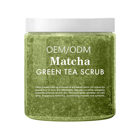 Exfoliador de limpieza profunda 100% natural, desintoxicación Matcha, té verde, exfoliante corporal, personalizado, OEM