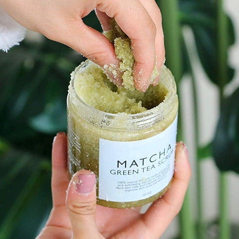 Exfoliador de limpieza profunda 100% natural, desintoxicación Matcha, té verde, exfoliante corporal, personalizado, OEM