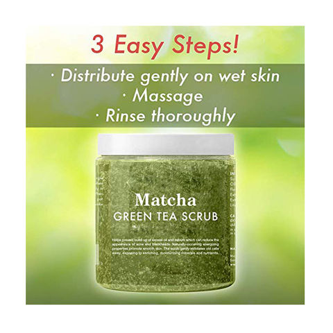 Exfoliador de limpieza profunda 100% natural, desintoxicación Matcha, té verde, exfoliante corporal, personalizado, OEM