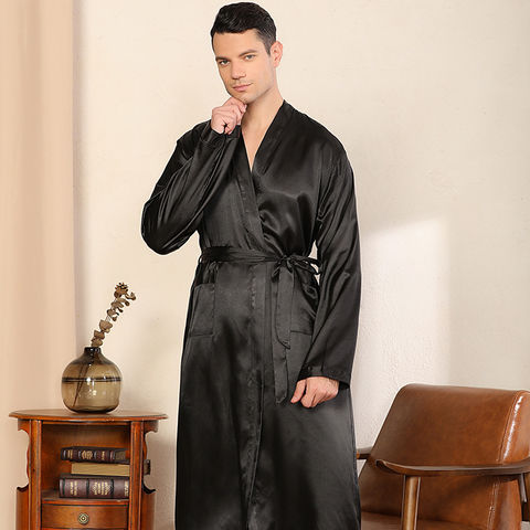 Buy Wholesale China Men's Frosted Silk Spring Autumn Bathrobe Silk Long  Length Nightgown Home Wear & Men's Sleeping Robes at USD 8.56