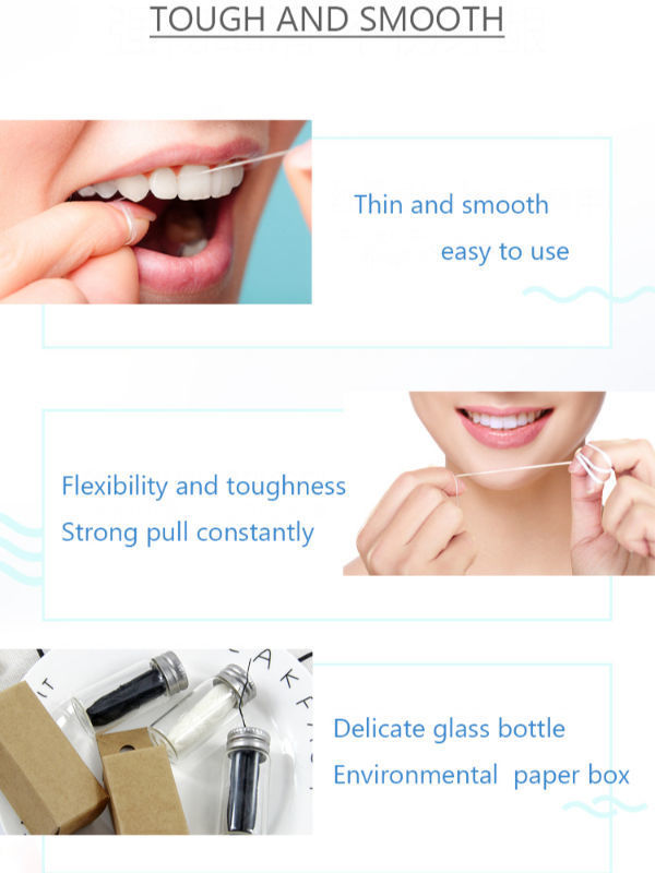 Biodegradable Natural eco friendly silk dental floss with packed in