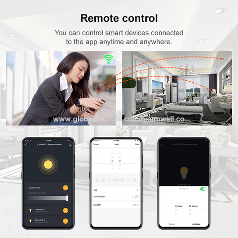 Smart WiFi LED Dimmer Switch, 220V/110V/230V AC Triac, 2.4G RF Remote  Control, S1-B Push Switch Compatible with LED Lamps