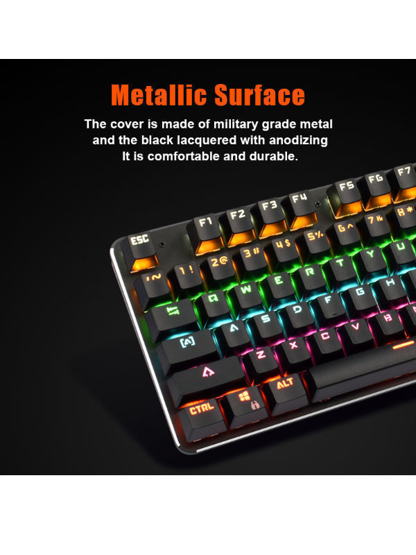 China Mechanical Gaming Keyboard - 87 Keys RGB Illuminated LED Backlit ...