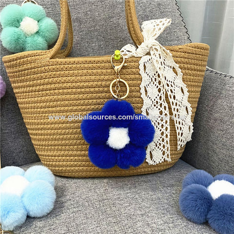 Puffball Owl Faux Fur Pom Pom Keychain Handbag Purse Jewellry Holder  Keyring Backpack Pendants