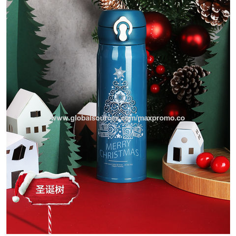 Stainless Steel Christmas Thermos Water Bottle Cartoon Christmas Tree  Portable Cup Vacuum Flasks Thermoses Coffee Cup