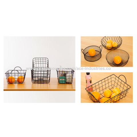 4-Piece Stackable Metal Wire Baskets Cart Fruit Vegetable Storage