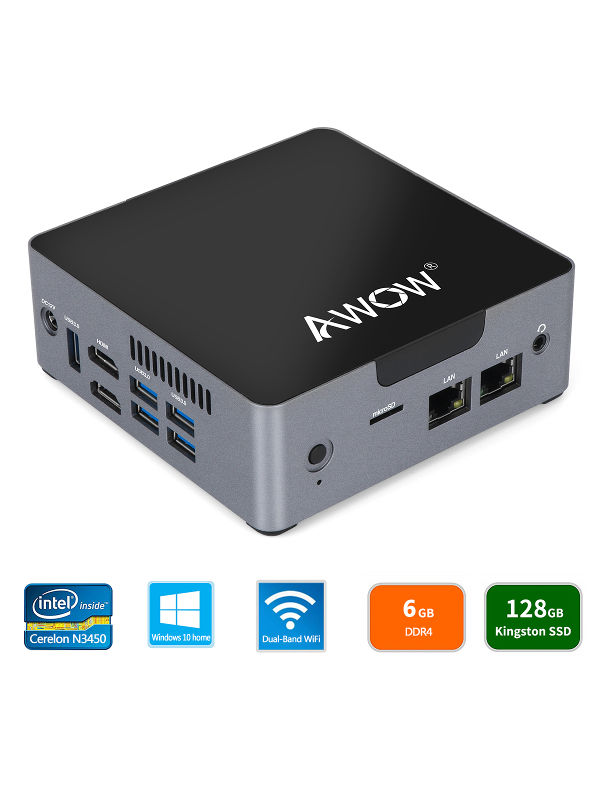 China MB23A21 Mini PC Mini Desktop Computer N3450 LPDDR4 6GB RAM 128GB