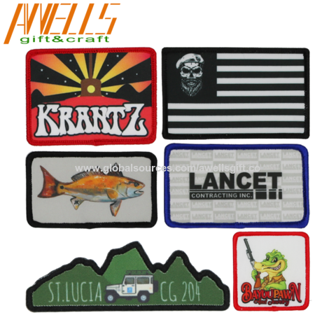 Heat Transfer Custom Printed Patches , Iron On Sublimation Patches For Hats