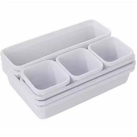 8Pcs Clear Plastic Drawer Organizers Storage Tray for Utensil Silverware  Kitchen