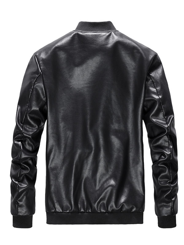 Men's embroidered leather jacket supplier