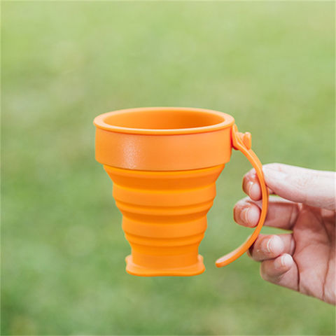 350ML Silicone Built-in Straw Folding Cup Collapsible Mug With Cover Coffee  Travel Outdoors Portable Water Drinking Tea Cups
