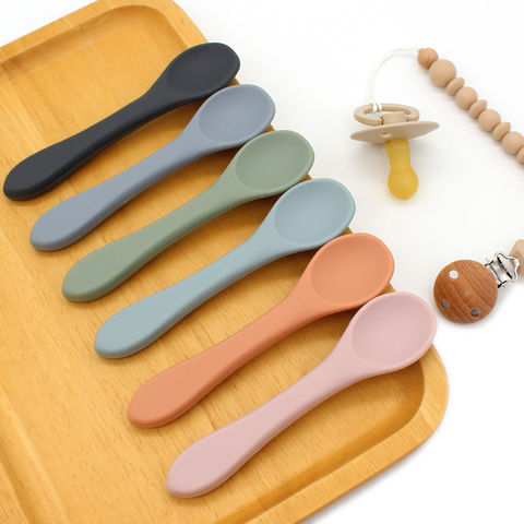 Buy Wholesale China Organic Small Baby Feeding Bamboo Handle Silicone Kids  Wooden Spoon And Fork Set & Baby Feeding Spoon at USD 1.23