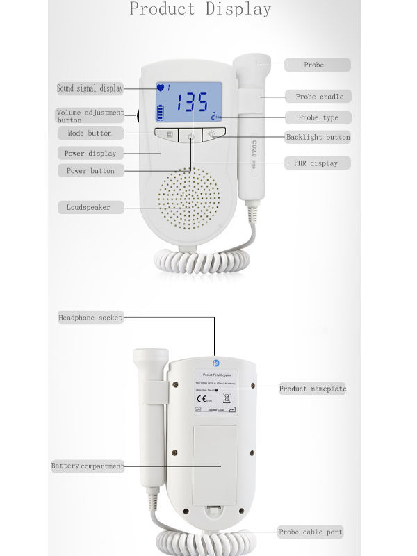 China Fetal heart rate at 8 weeks with FDA certificate portable handheld heart rate monitor on