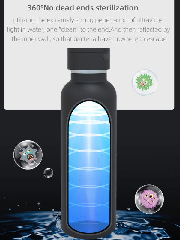 China Double wall 304 stainless steel water sterilizer bottle with uvc