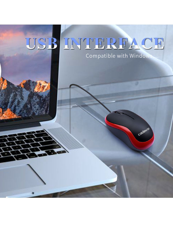 Basics 3-Button USB Optical Mouse for PC Laptop, Wired Mouse Computer ...