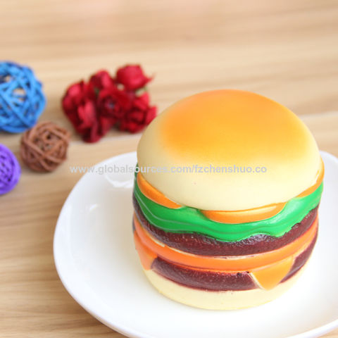 3D Burger Squishys Stress Relief Toy, Hamburger, descompressão