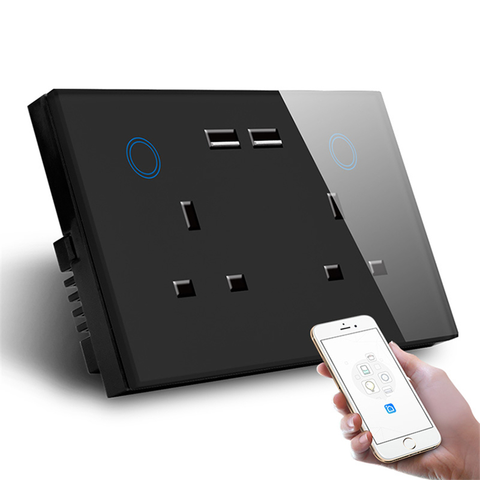 Tuya 10A Wifi+Bluetooth Smart Wall Socket Outlet Plug Fast Charging 2 USB  Ports